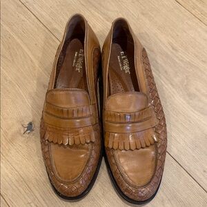ET Wright Men's Tan Leather Slip-On Loafers woven preppy classic dress shoe